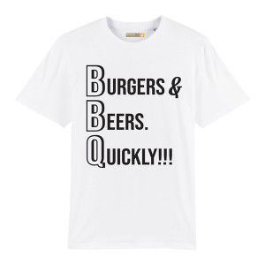 T-shirt Barbecue Republic Blanc Burger Beer Quickly M