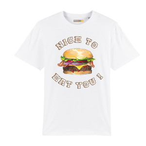 T-shirt Barbecue Republic Blanc Nice To Eat You XL