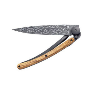 Couteau Deejo Tatoo Pacific black olivier 37 g