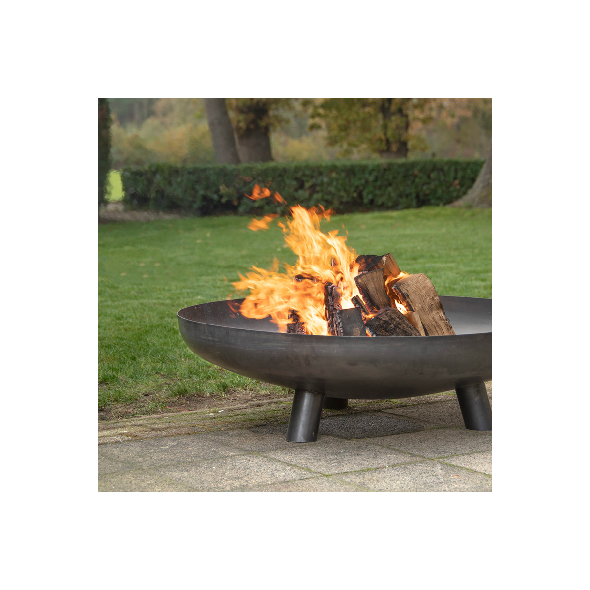 Brasero Jardin 80 Cm En Fonte - Grand Diamètre Avec Poignées - Pour Terrasse, Camping, BBQ - Stable 3 Pieds