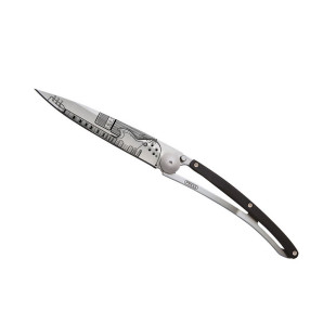 Couteau Deejo Tatoo Rock'n Roll bois ébène 37g