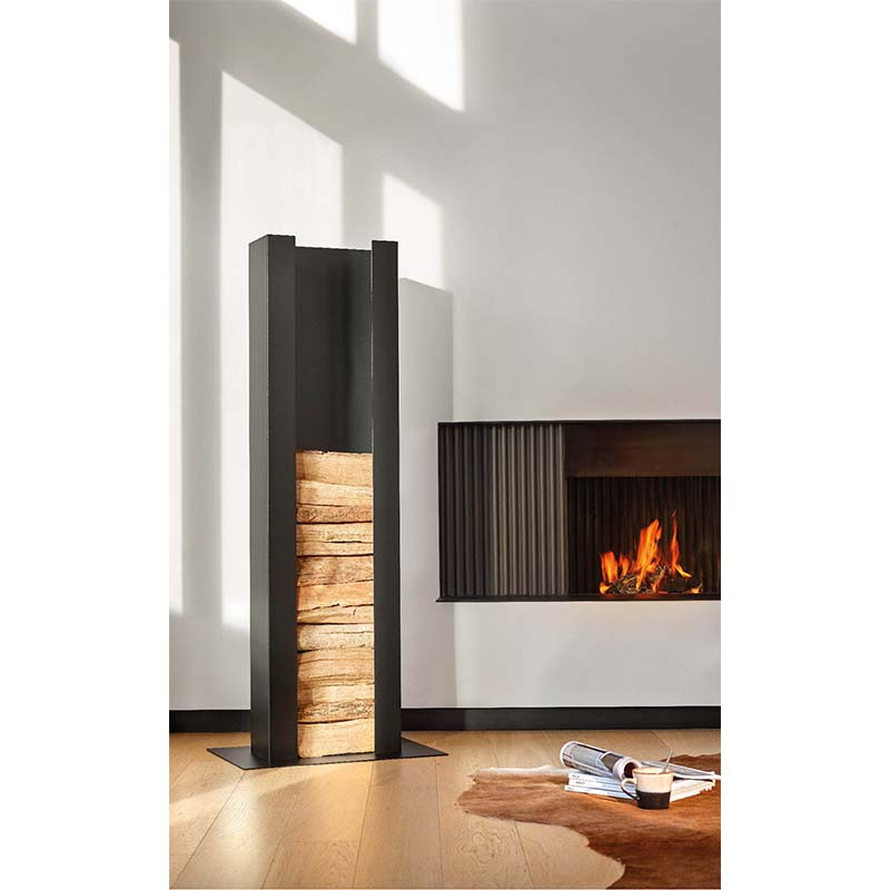 Range bûches vertical acier noir 34 x 34 x 100,5 CM pour cheminée