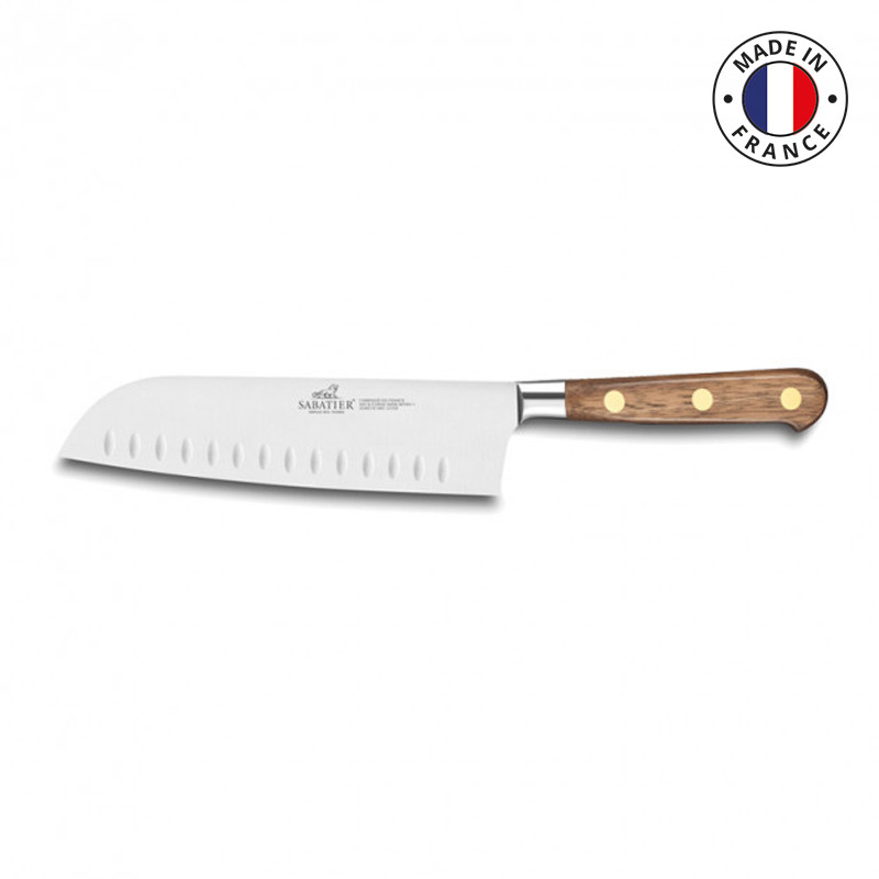 Couteau Sabatier Perigord Santoku alvéolé 18cm noyer - Barbecue & Co
