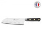 Couteau Sabatier Santoku Alvéole rivet laiton 18 cm noir