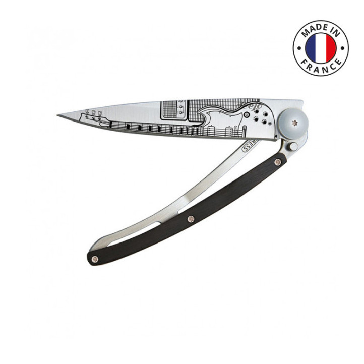 Couteau Deejo Tatoo Rock'n Roll bois ébène 37g