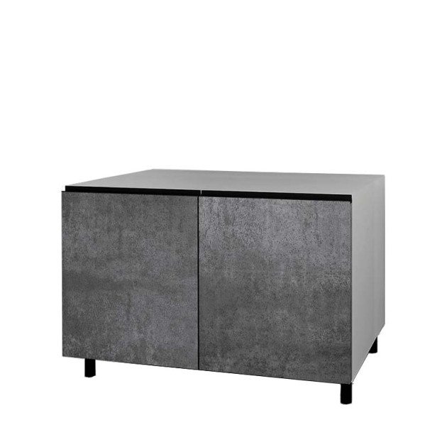 Meuble Bas Pour Plancha 2 Portes Céramique 120 Cm Cuisine D'été Acier Gris