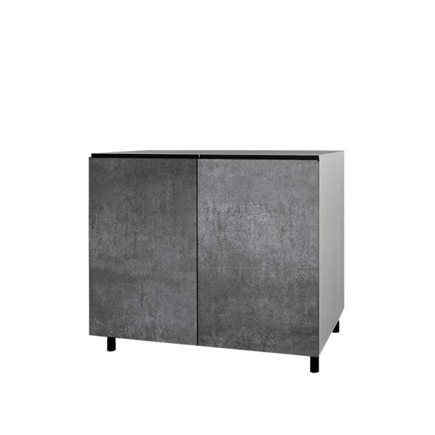 Meuble Bas 2 Portes Céramique 120 Cm Cuisine D'été (6 Coloris Disponibles) Acier Gris