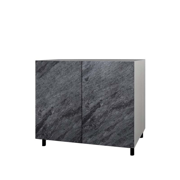 Meuble Bas 2 Portes Hpl 120 Cm Cuisine D'été (6 Coloris Disponibles) Black Cardoso