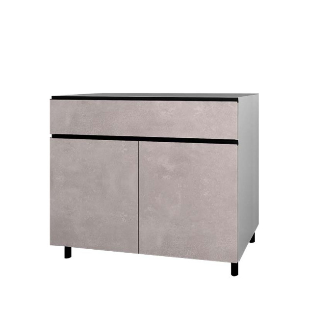 Meuble Bas 2 Tiroirs Et 2 Portes Céramique 120 Cm Cuisine D'été New York