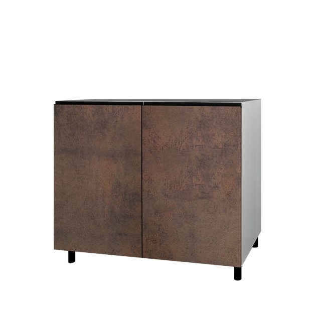 Meuble Bas Sous-évier / Cuisson 2 Portes Céramique 120 Cm Cuisine D'été Acier Corten