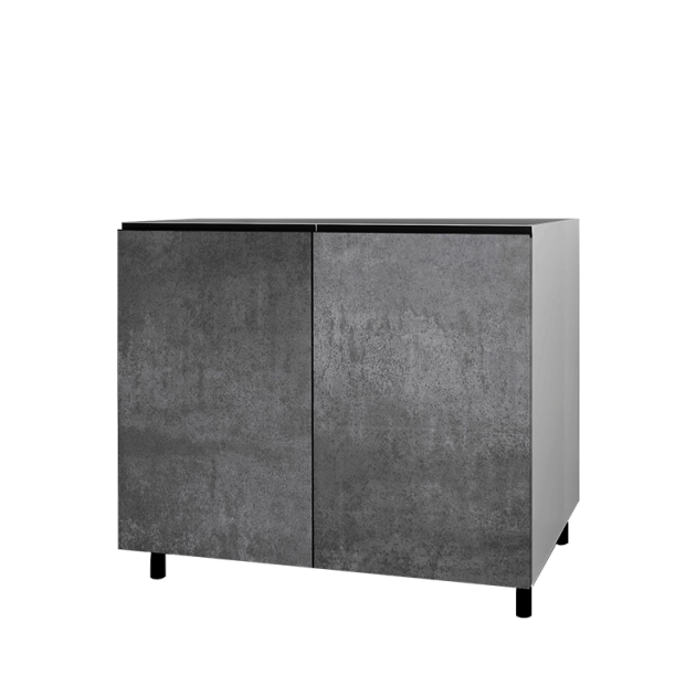 Meuble Bas Sous-évier / Cuisson 2 Portes Céramique 120 Cm Cuisine D'été Acier Gris