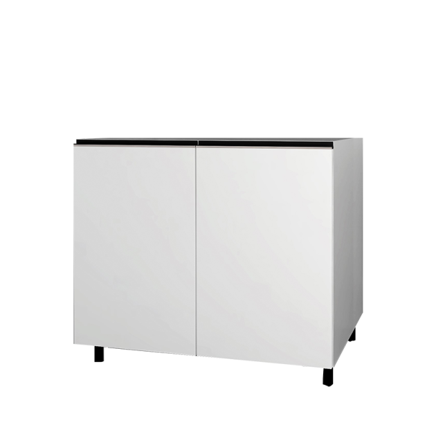 Meuble Bas Sous-évier / Cuisson 2 Portes Céramique 120 Cm Cuisine D'été Artic White