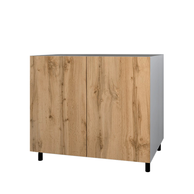 Meuble Bas Sous-évier / Cuisson Hpl 120 Cm Cuisine D'été Eureka Oak