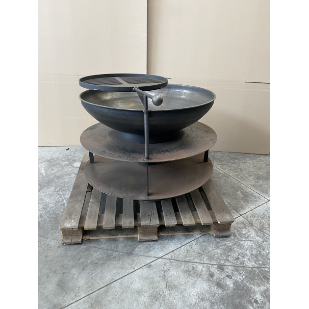 OCCASION BRASERO TIMOTHY FIREPIT RING OF LOGS 90 AVEC 1 GRILLE