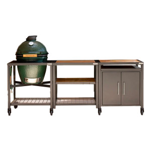 Kamado Big Green Egg L sur table modulaire + placard + extension