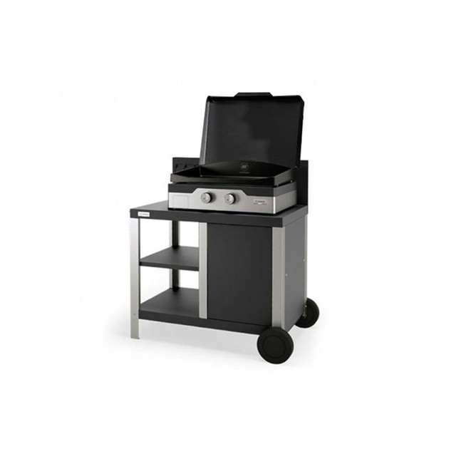 Ensemble plancha gaz Le Marquier Allure 260 duo avec capot sur chariot acier/inox Le Marquier