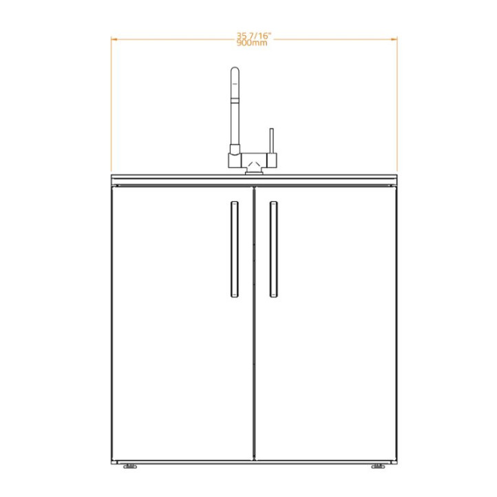 Module cuisine extérieure Brabura évier 90 - perle