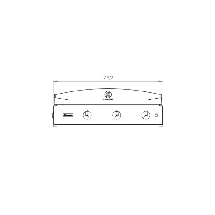 Mesures plancha gaz Le Marquier Pure 375 acier de face