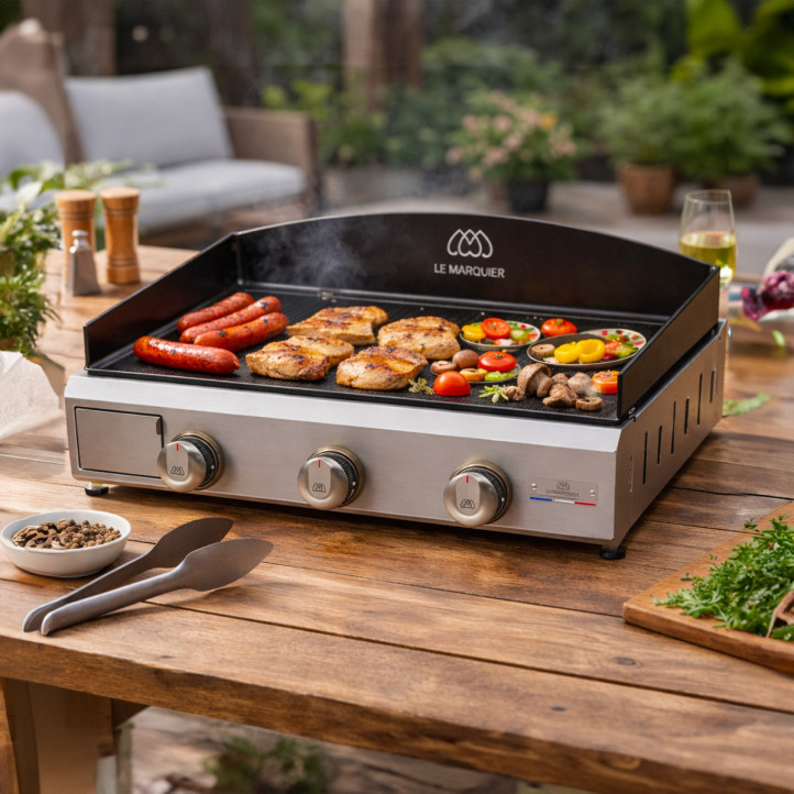 plancha gaz Le Marquier Amalia Pro 360 inox cuisson sur table