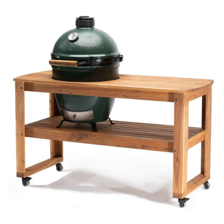 Table Big Green Egg L Eucalyptus sur roulettes