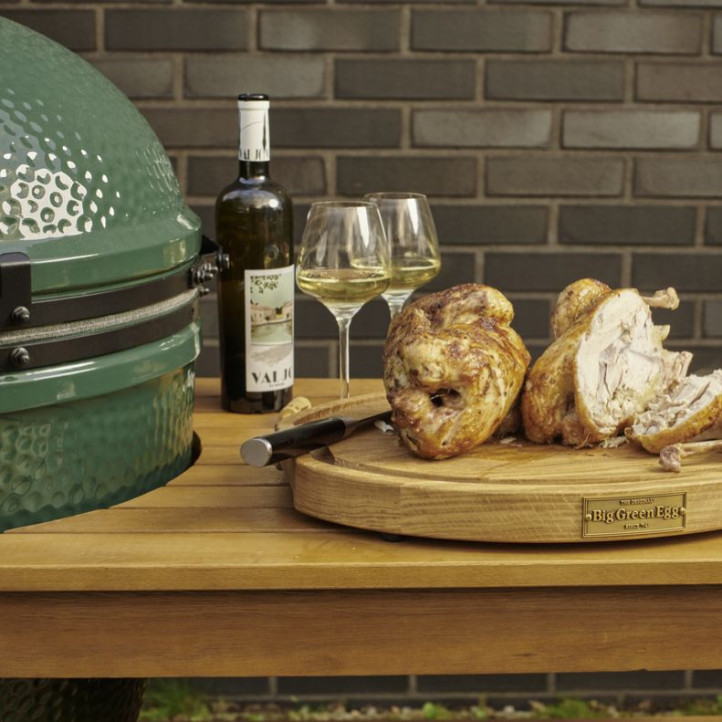 Table Big Green Egg L Eucalyptus sur roulettes