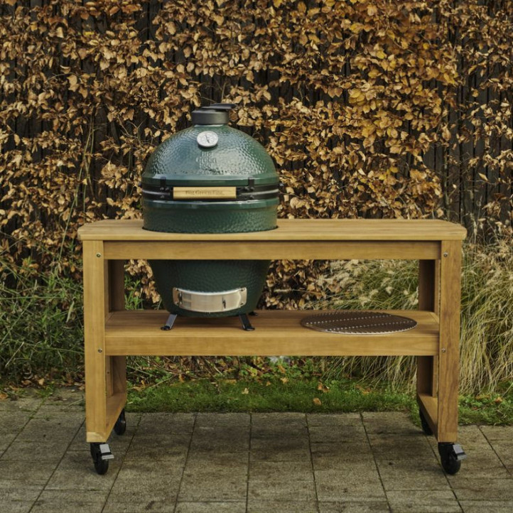 Table Big Green Egg L Eucalyptus sur roulettes