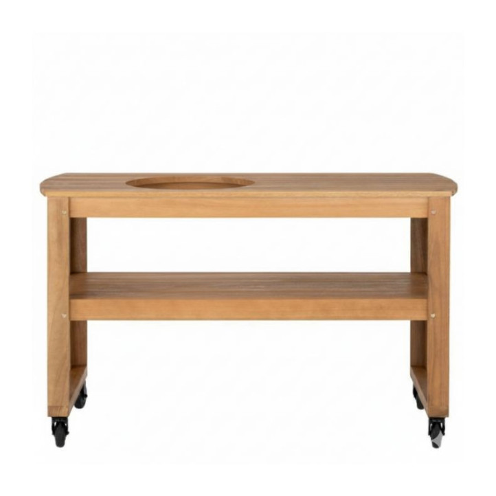 Table Big Green Egg L Eucalyptus sur roulettes