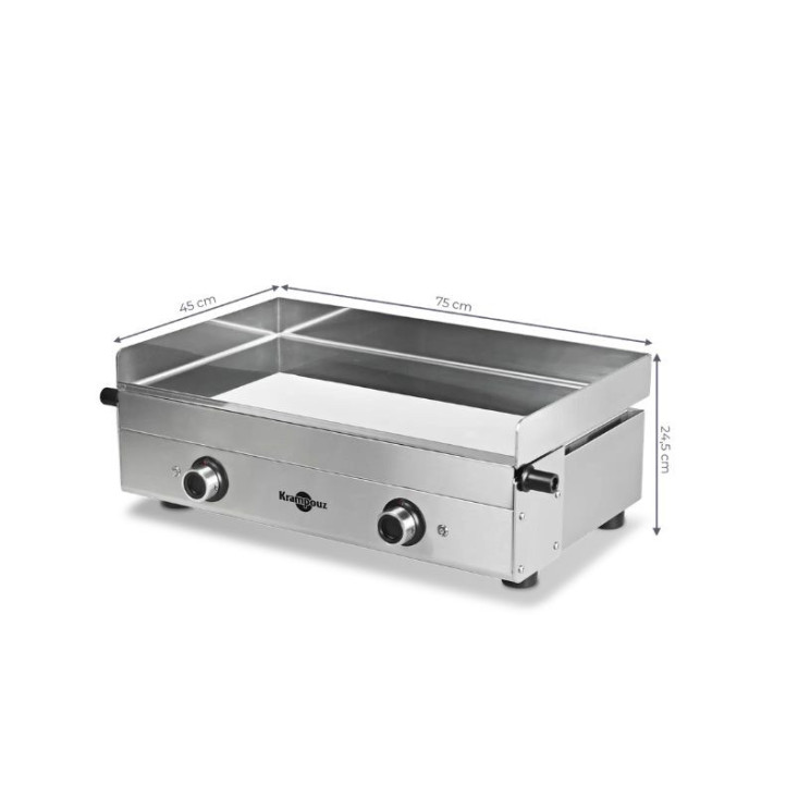 Ensemble plancha électrique Krampouz Design Double + Chariot Inox + Capot
