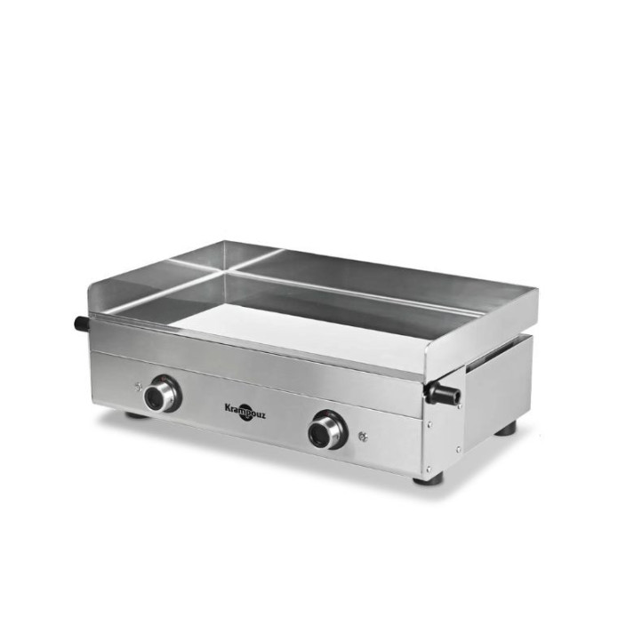 Ensemble plancha électrique Krampouz Design Double + Chariot Inox + Capot