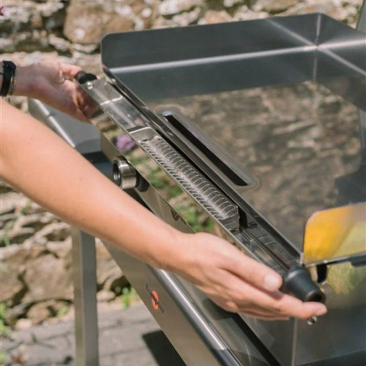 Ensemble plancha électrique Krampouz Design Double + Chariot Inox + Capot
