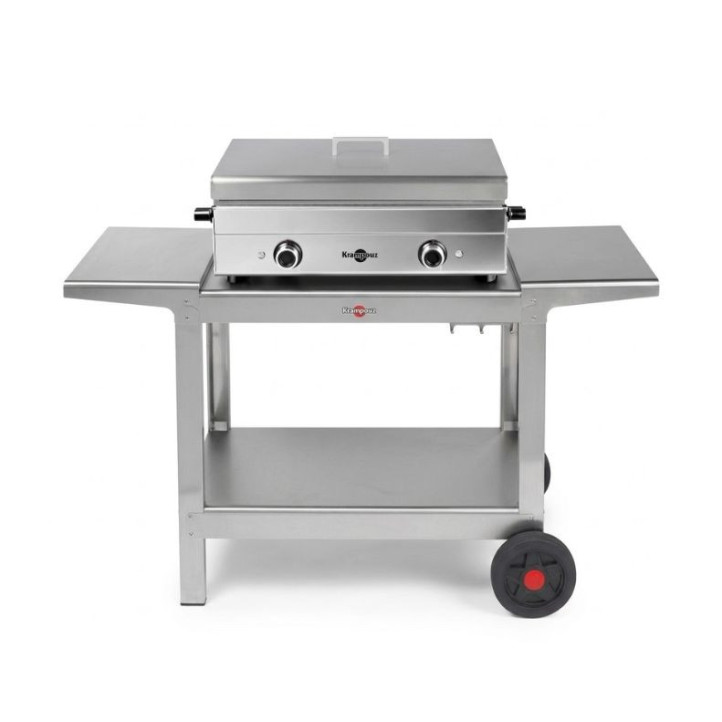 Ensemble plancha électrique Krampouz Design Double + Chariot Inox + Capot