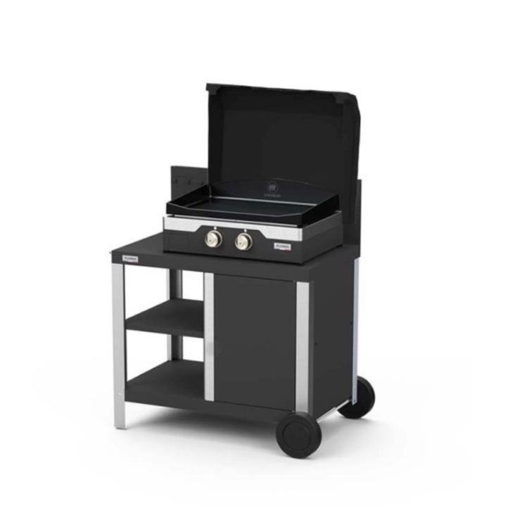 Plancha électrique Le Marquier Allure 260 Duo sur chariot + capot