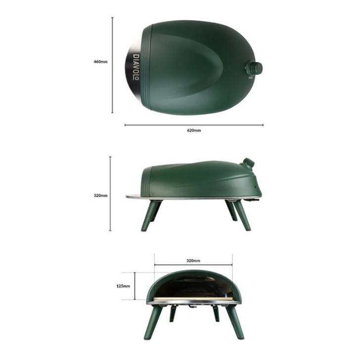 DeliVita Diavolo Vert – four à pizza gaz portable premium
