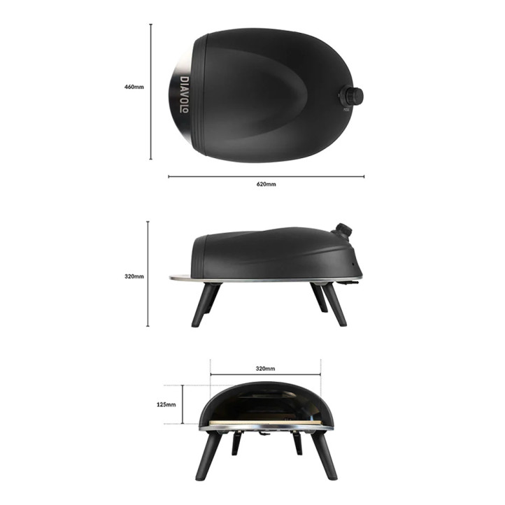 DeliVita Diavolo Noir – four à pizza gaz portable premium