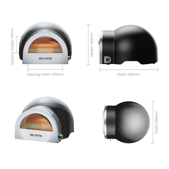 Delivita Flow Black – four à pizza hybride premium