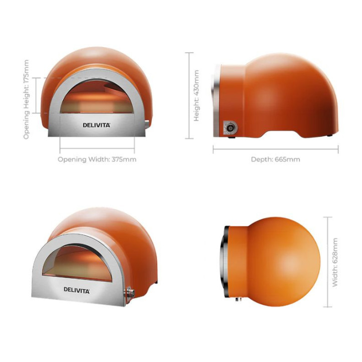 Delivita Flow Orange – four à pizza hybride premium