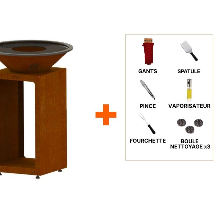 Pack brasero Oyat BBO 58 cm Storage Corten +8 access