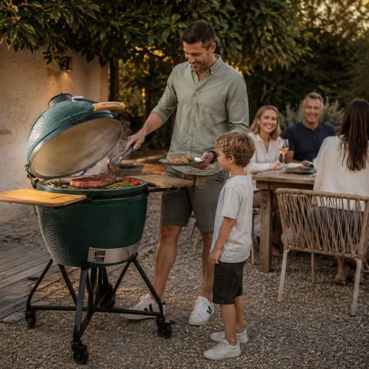 Pack kamado Big Green Egg XL sur chariot + 8 access
