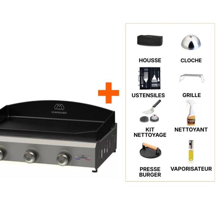 Pack plancha gaz Le Marquier Amalia Pro 360 inox +8 access
