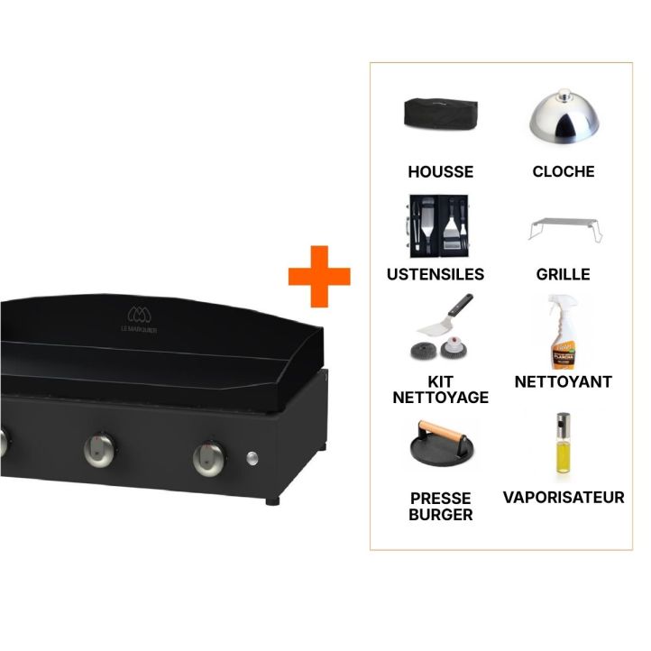 Pack plancha gaz Le Marquier Pure 375 acier +8 access
