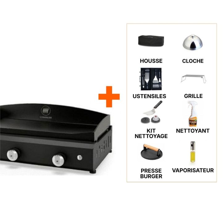 Pack plancha gaz Le Marquier Amalia 375 acier +8 access