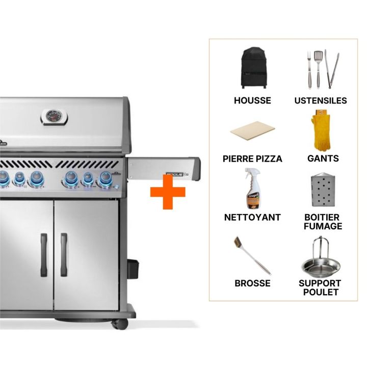 Pack BBQ gaz Napoléon Rogue PRO-S 525 Inox +8 access