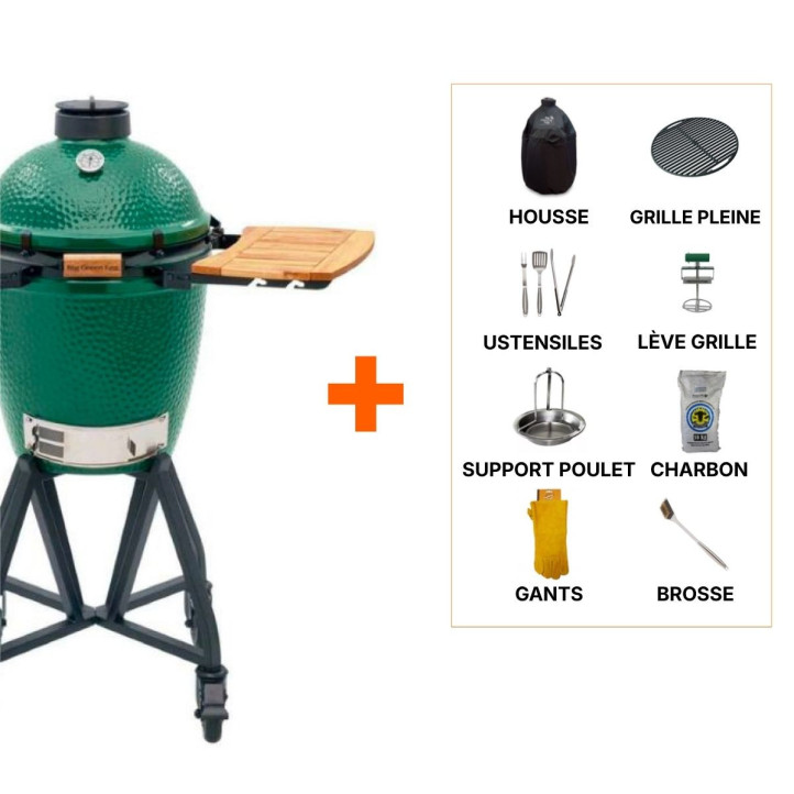 Pack Promo barbecue kamado sur chariot Big Green Egg M céramique