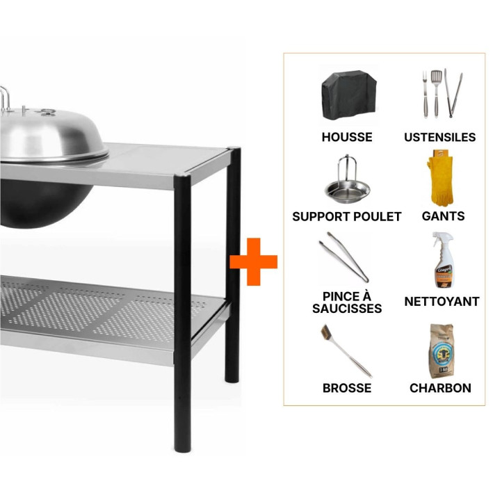 Pack promo barbecue charbon Martinsen 1500 sur table