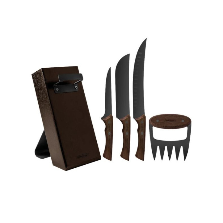 BLOC A COUTEAUX TRAMONTINA BLACK + FOURCHETTE PULLPORK
