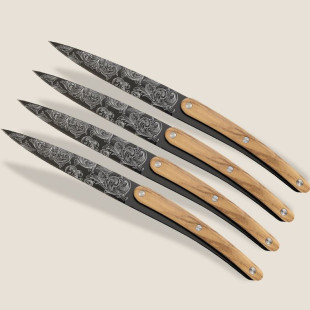 COFFRET DEEJO 4 COUTEAUX DE TABLE BLOSSOM/OLIVIER