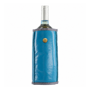 Wine bag Kywie cuir lisse turquoise