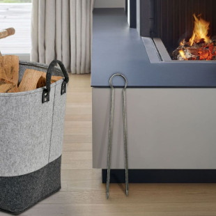 Pince à bûches cheminée Dixneuf Tribu gris 60 cm | Acier