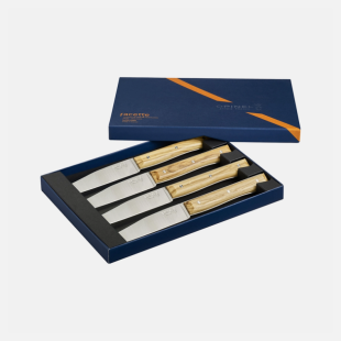Coffret 4 couteaux OPINEL facette olivier lisse