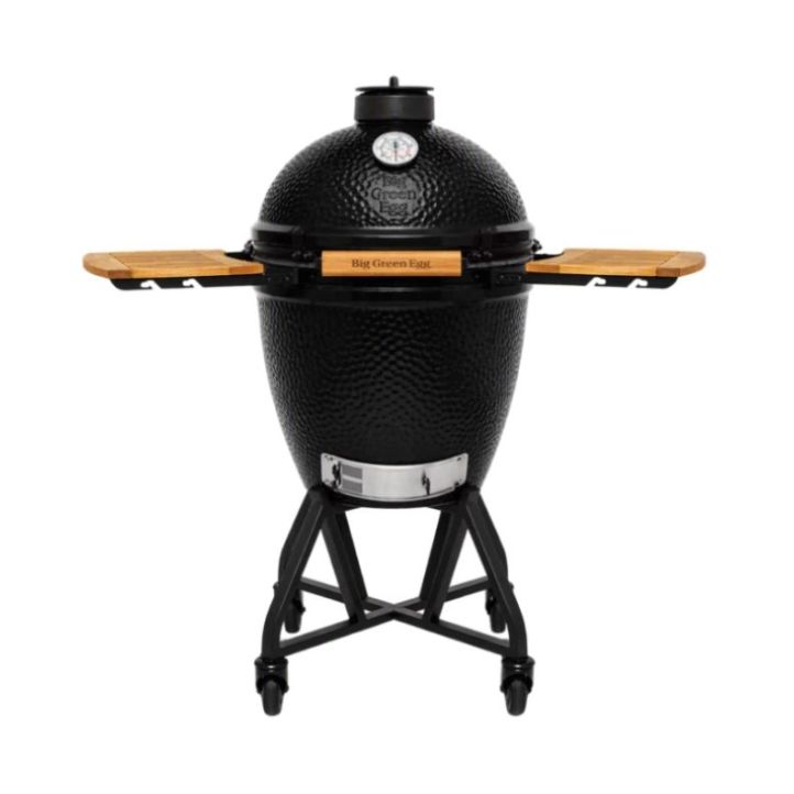 Barbecue kamado Big Green Egg ONYX Large sur chariot avec tablettes